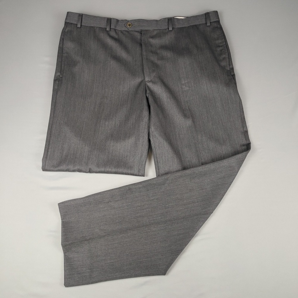 Brooks Brothers 346 Mens 40x30 100% Wool Dress Pants Gray Flat Front